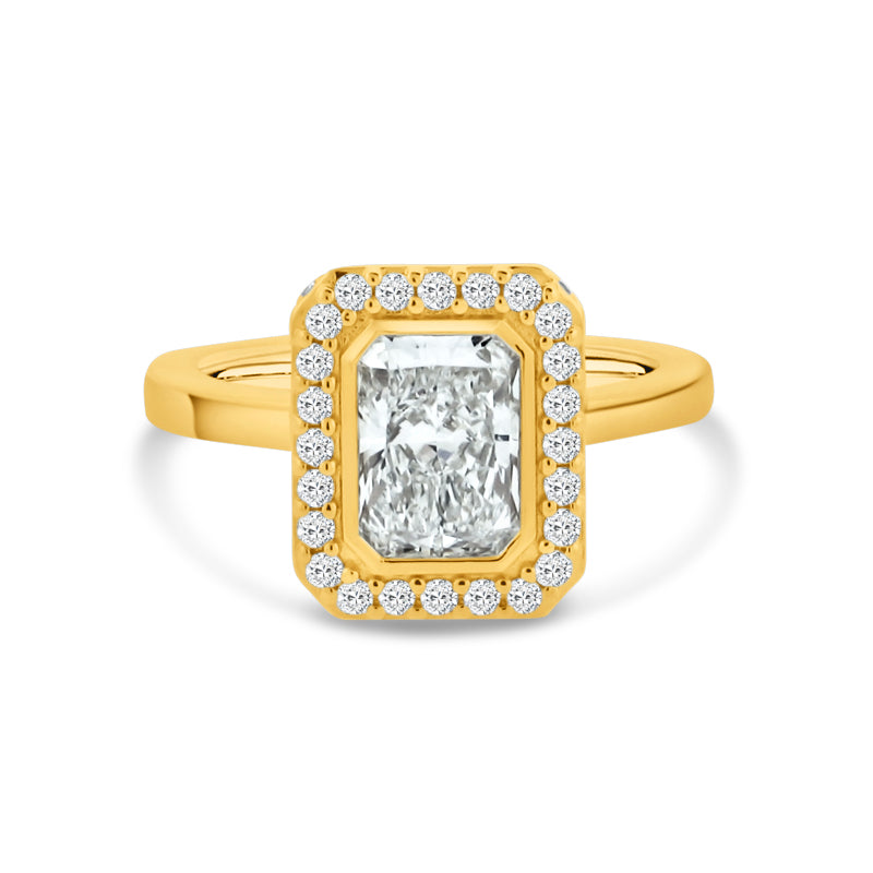 1.44 CT RADIANT CUT LAB GROWN DIAMOND RING IN 18K YELLOW GOLD