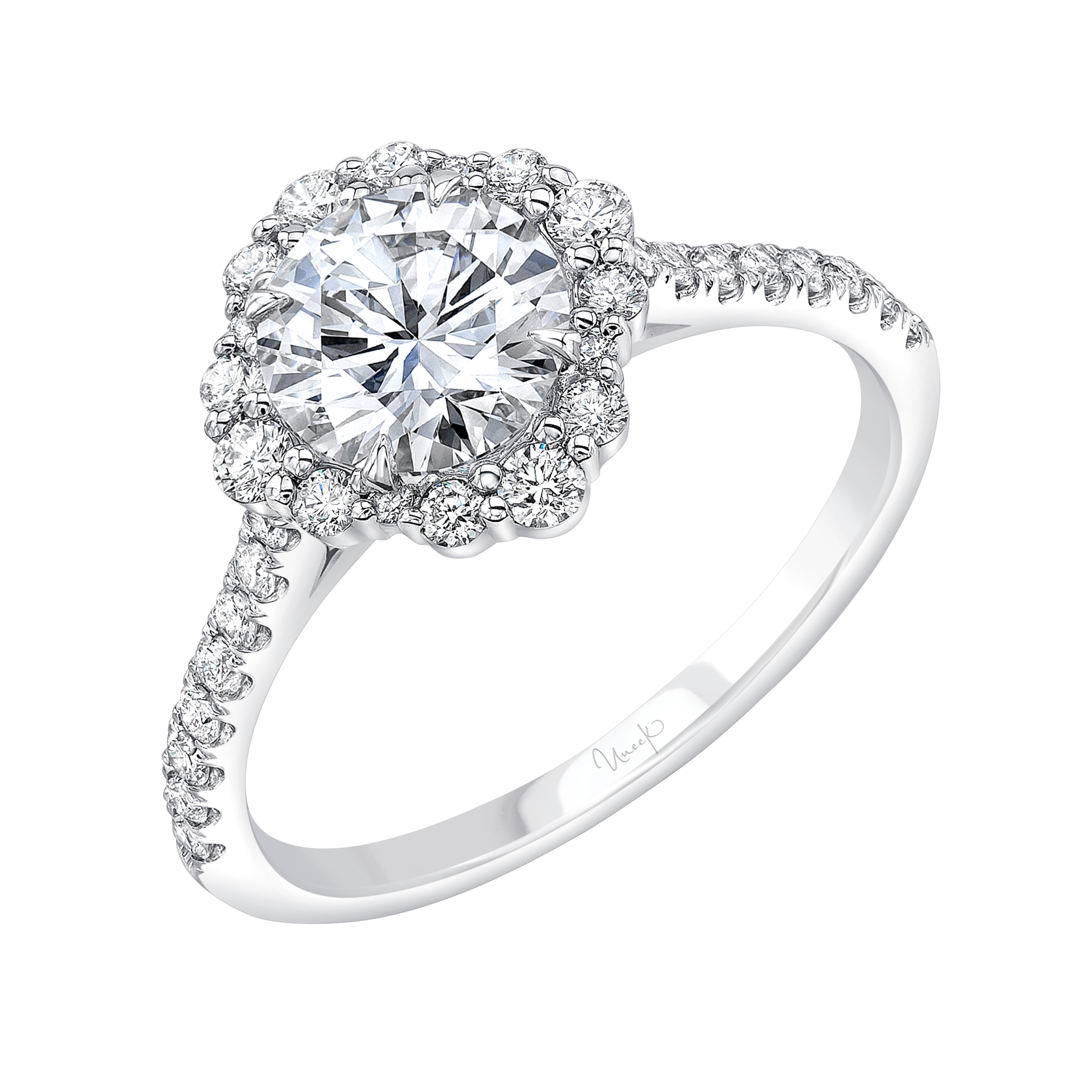0.45ctw Round Halo Engagement Ring