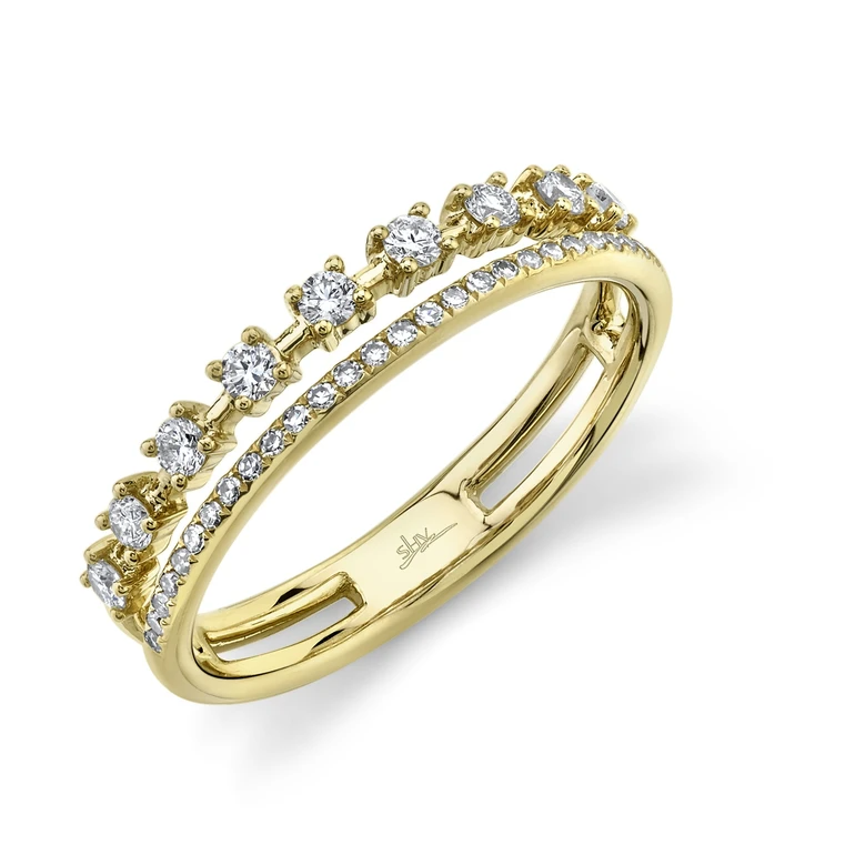 14K Yellow Gold 0.32ctw Diamond Double Row Ring- SC55020852