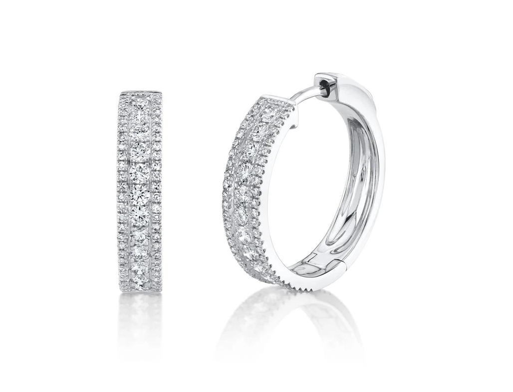 14k White Gold 0.80ctw Diamond Hoop Earrings- SC55020791