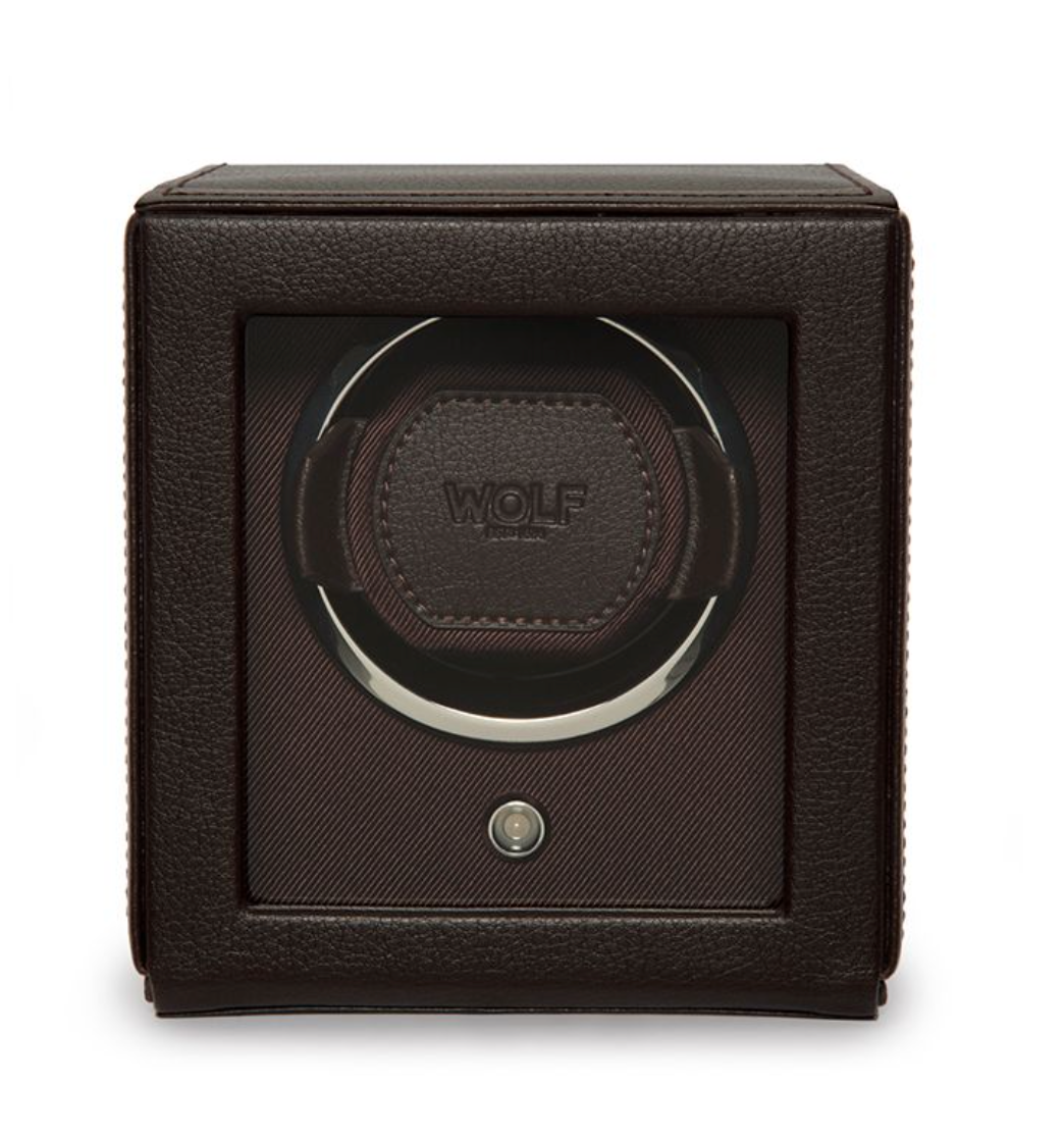 Wolf Cub Watch Winder with Cover- Brown