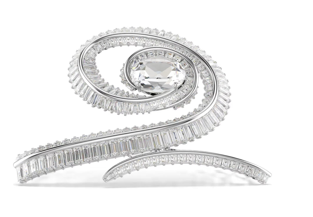 Ariana Grande x Swarovski hair clip Crystal pearl, Baguette cut, White, Rhodium plated