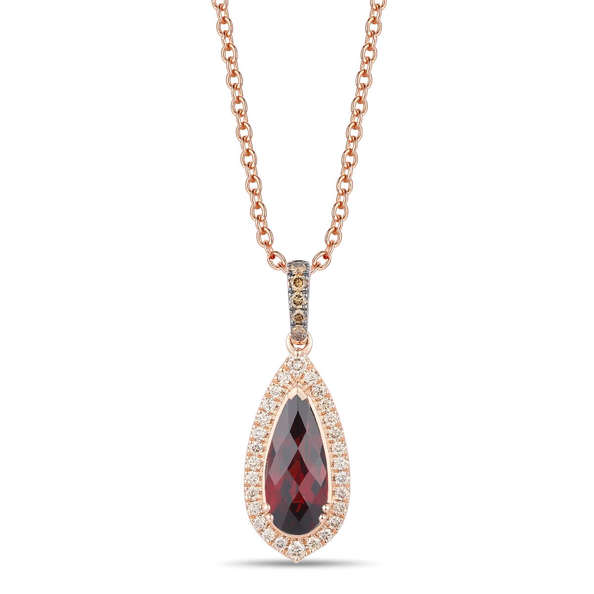 Le Vian® Pendant featuring Pomegranate Garnet™ Nude Diamonds™ , Chocolate Diamonds® set in 14K Strawberry Gold®
