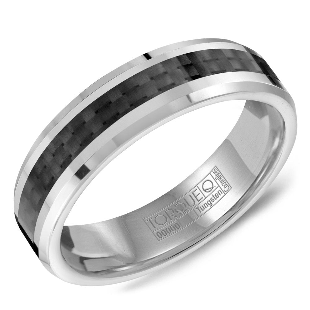Tungsten With Black Carbon Fibre Inlay Wedding Band