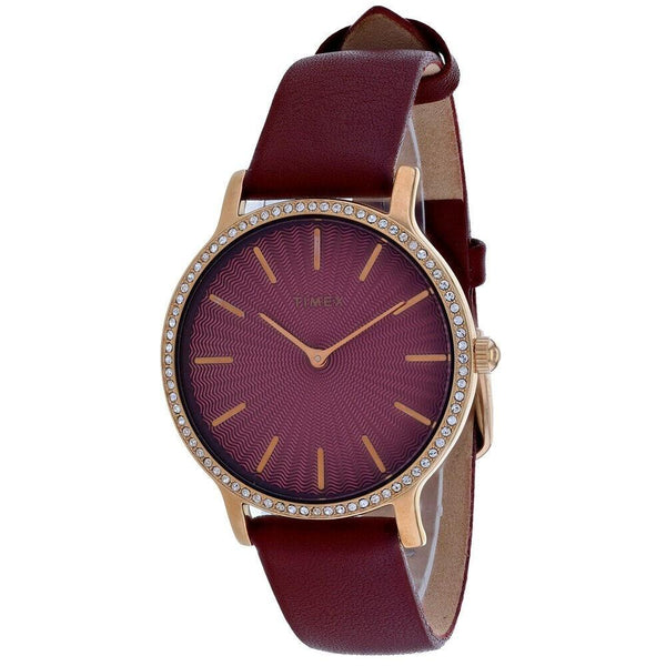 Timex Women's TW2R51100 Metropolitan Starlight Red Leather Watch