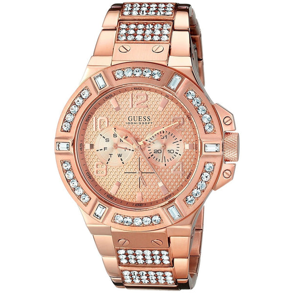 Guess Men's U0292G2 Rigor Multi-Function Crystal Rose-Tone Stainless Steel Watch