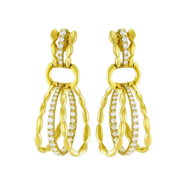 Etho Maria 18K Yellow Gold Diamond Drop Earrings - HE3143