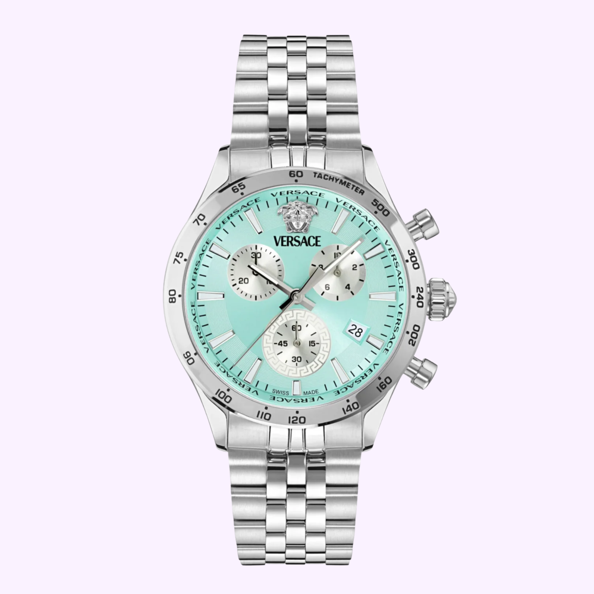 Versace VECFA0724 Hellenyium Chrono Petite Bracelet Watch upc 198218162396