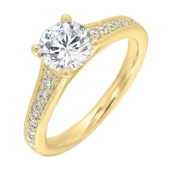 14Kt Yellow Semi Mount 1/5Ctw For 1Ctw Round Center