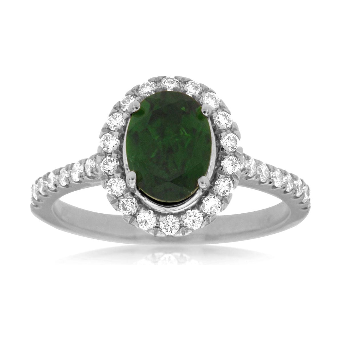 14k White Gold Oval Russalite and Diamond Halo Ring