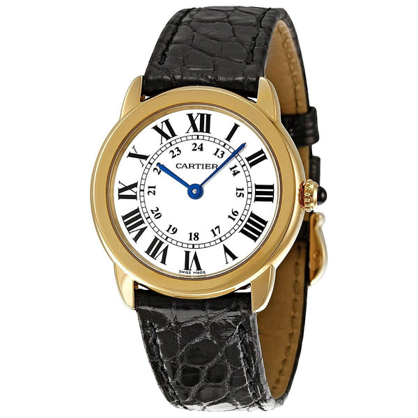 Cartier Women's W6700355 Ronde Solo 18kt Yellow Gold Black Leather Watch