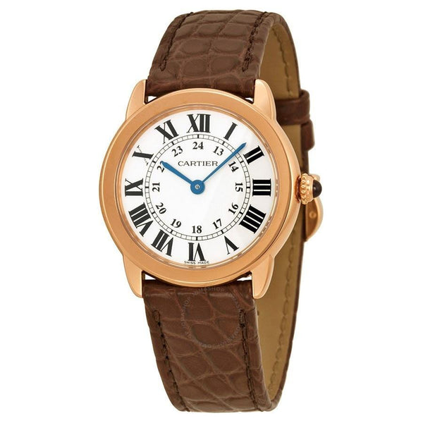 Cartier Women's W6701007 Ronde Solo 18kt Rose Gold Brown Leather Watch