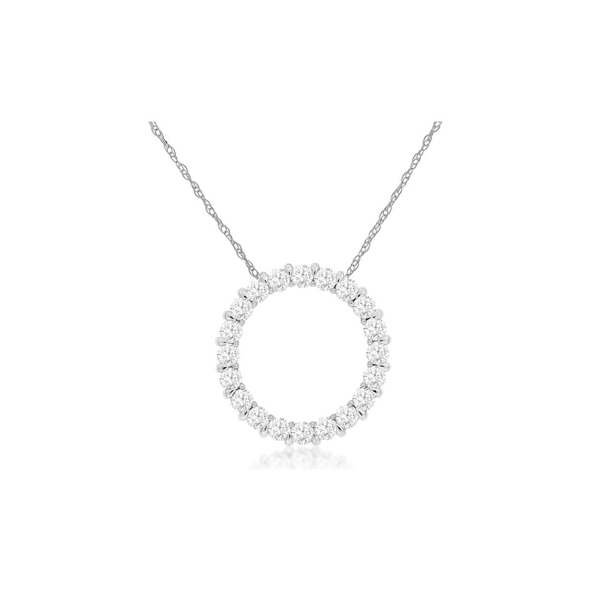 Diamond Circle Pendant 14k White Gold