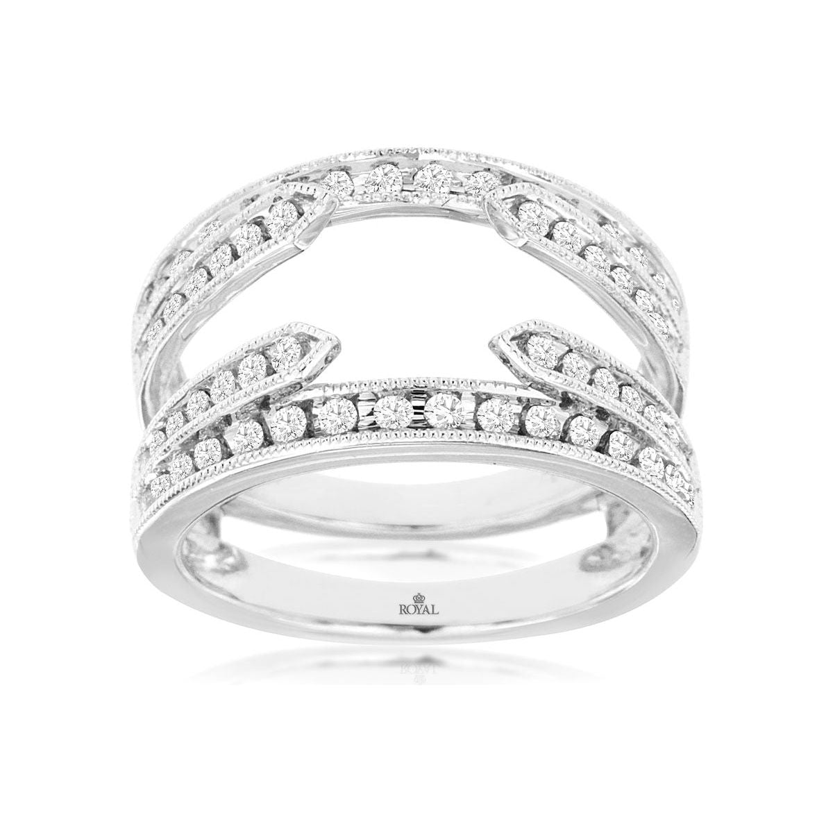 14k White Gold Diamond Ring Guard