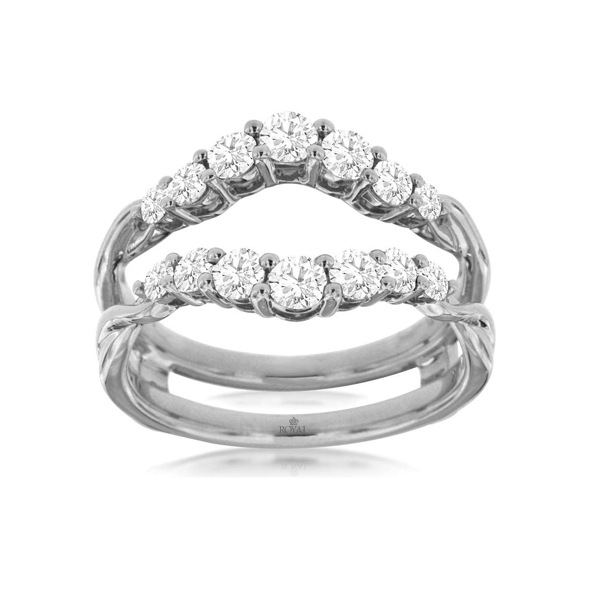 14k White Gold Curved Diamond Ring Guard