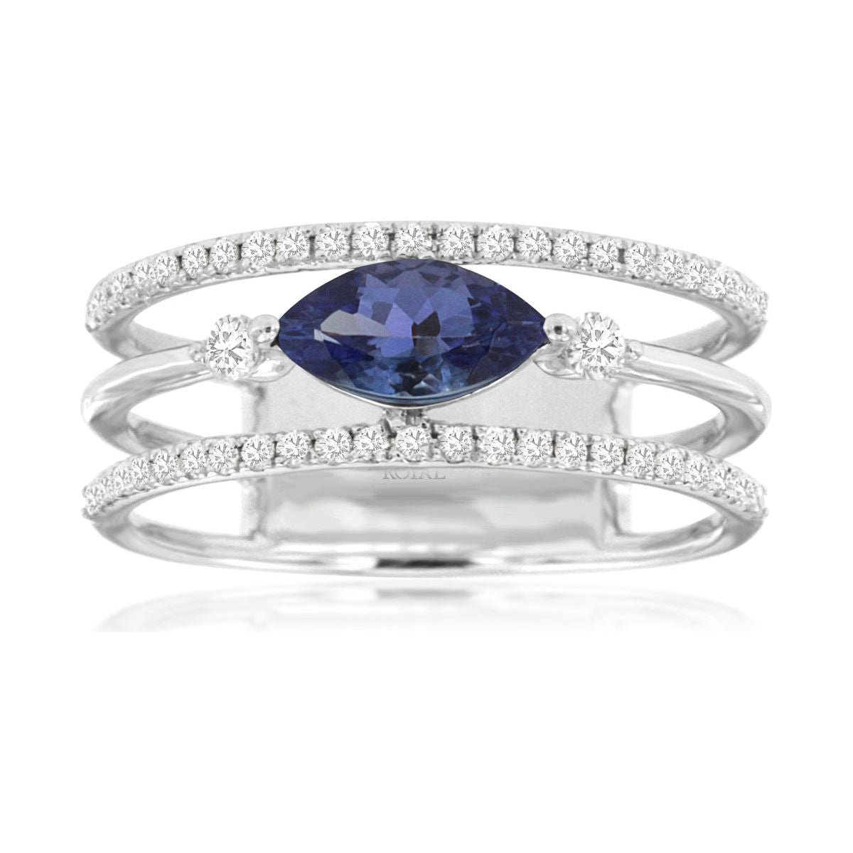 3 Band Tanzanite and Diamond Ring