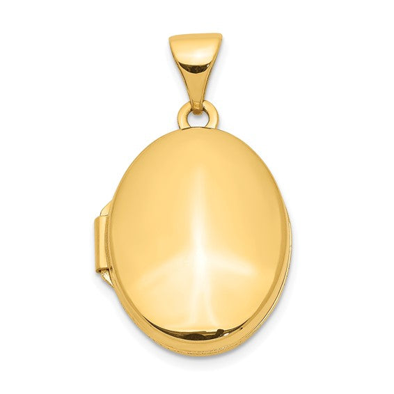 14K Gold Plain Polished Oval Locket