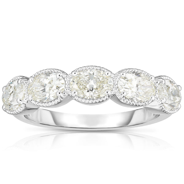 5 Diamond Ring On 14K White Gold