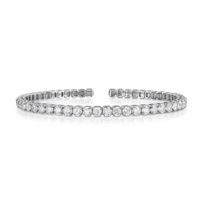 Flexible Diamond Bangle 14KT White Gold 31 Round Diamonds
