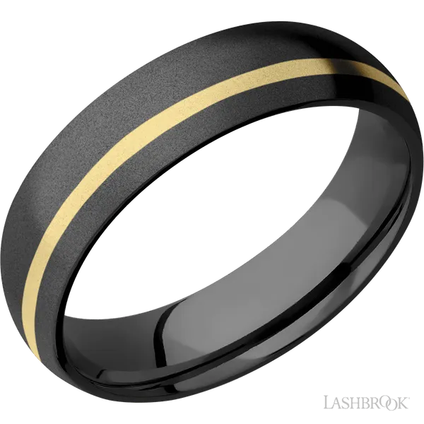 Zirconium with Bead , Bead Finish and 14K Yellow Gold Inlay
