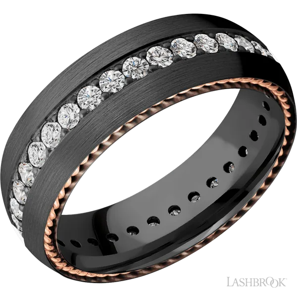 Zirconium with Satin Finish and 14K Rose Gold Inlay