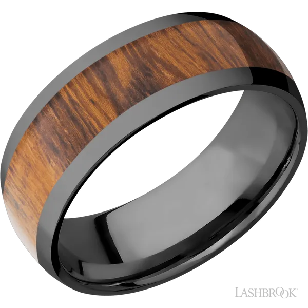 Zirconium with Polish Finish and Desert Iron Wood Inlay
