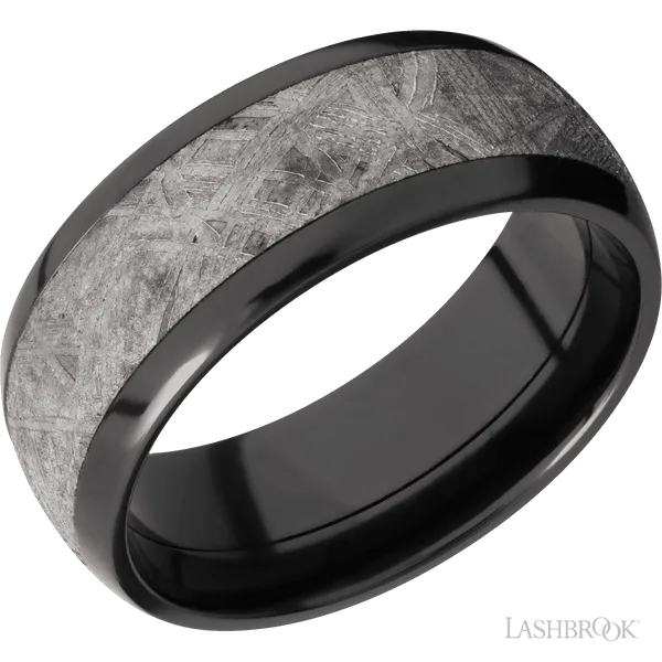 Zirconium with Polish Finish and Meteorite Inlay