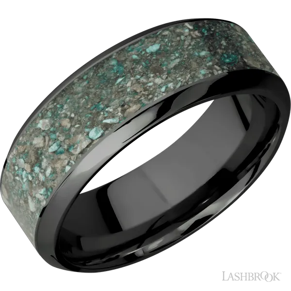 Zirconium with Polish Finish and Ocean Jasper Inlay