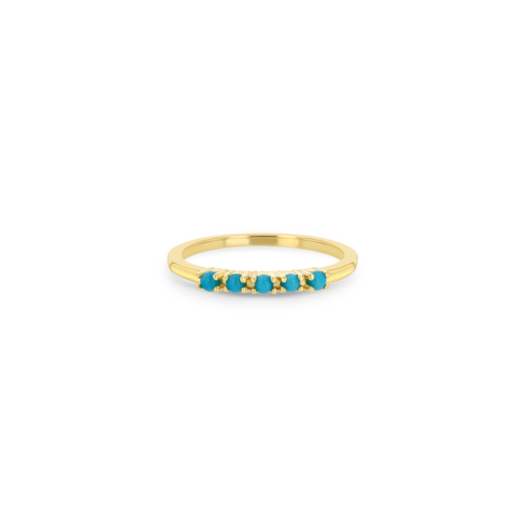 14K 5 PRONG TURQUOISE BAND RING