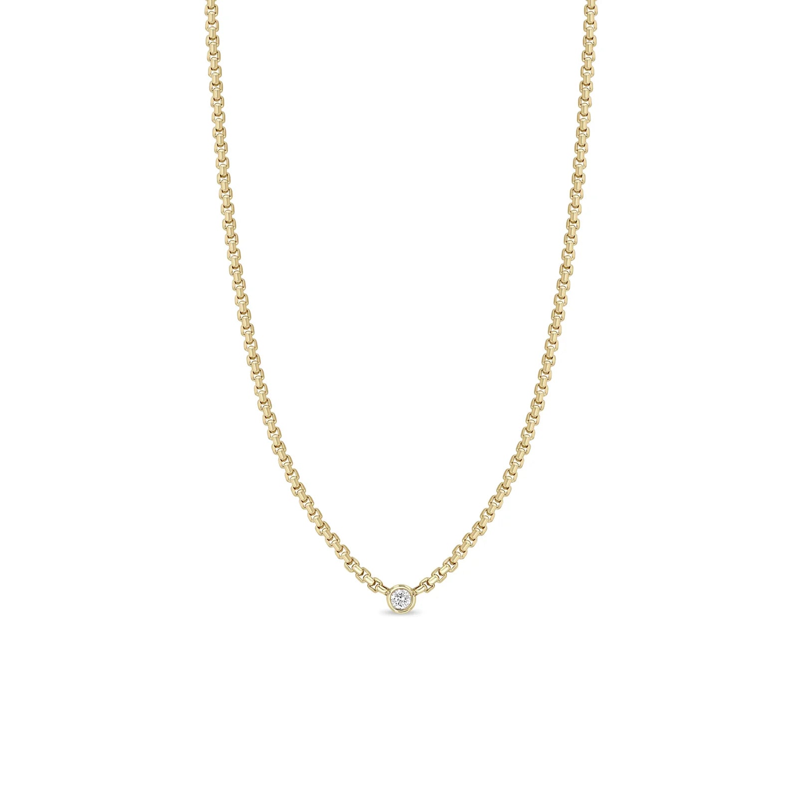14k Floating Diamond Small Box Chain Necklace