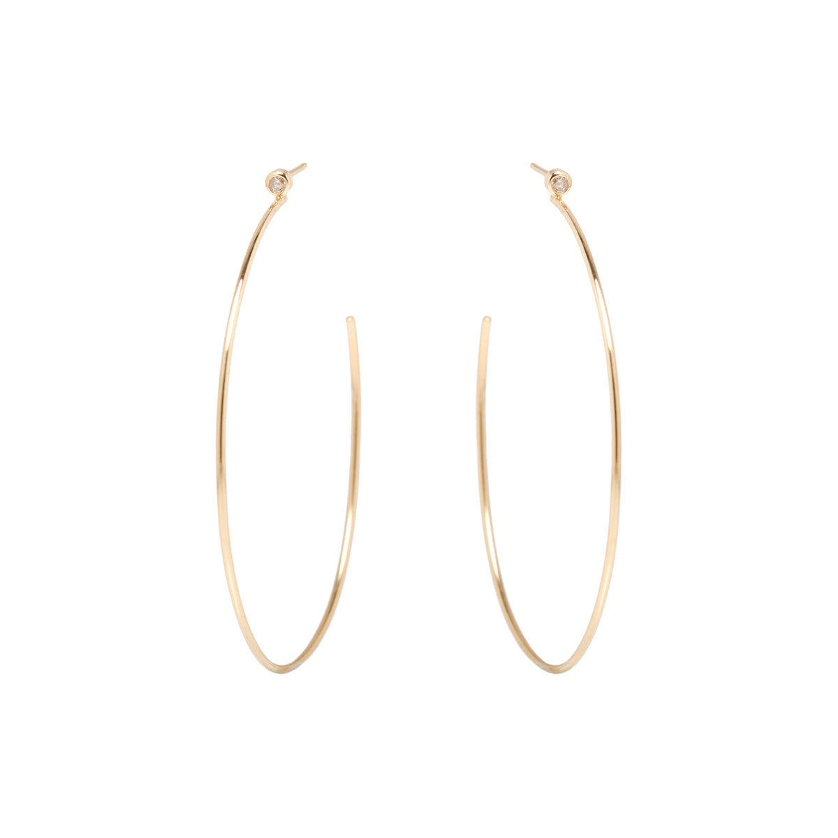 14K LARGE PRONG DIAMOND HOOPS