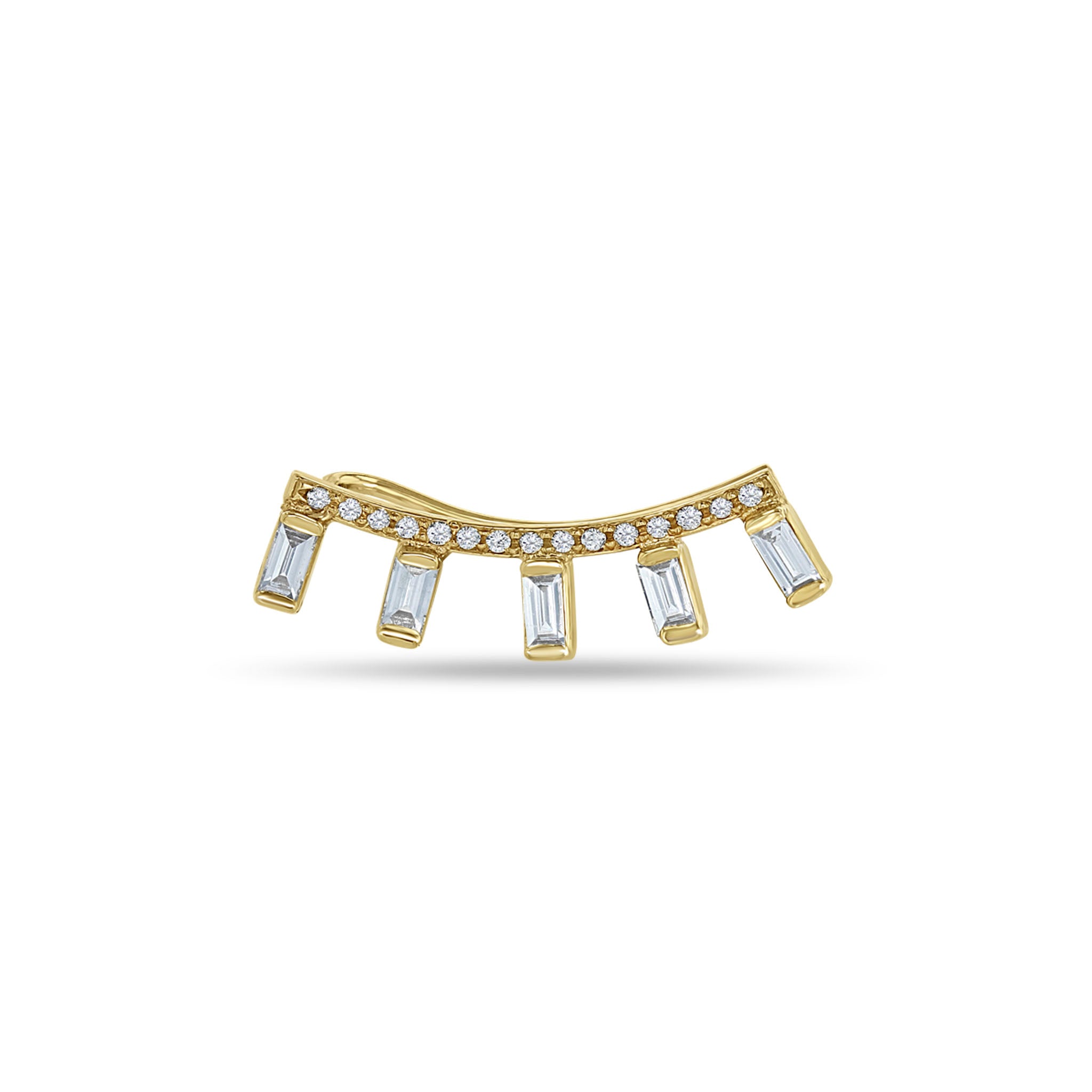 14K BAGUETTE CURVED EAR CLIMBER - SINGLE EARRING