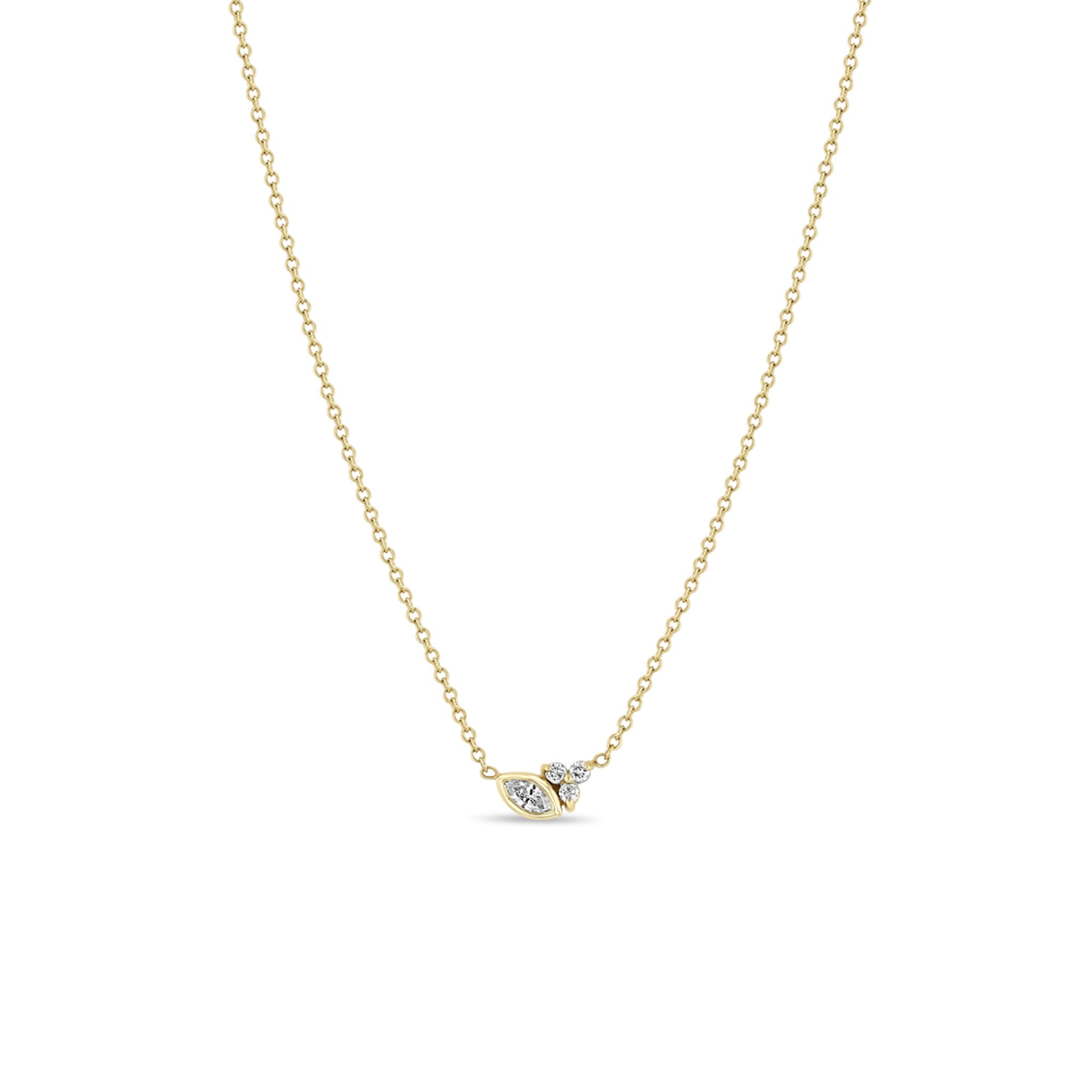 14K MARQUISE & PRONG DIAMOND TRIO NECKLACE