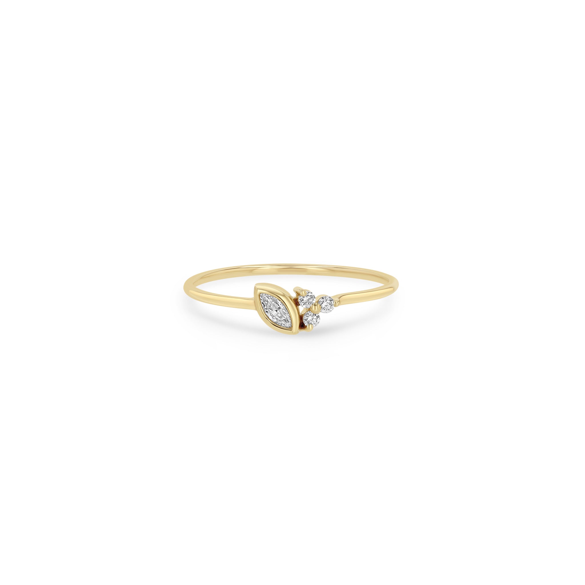 14K MARQUISE & PRONG DIAMOND TRIO RING