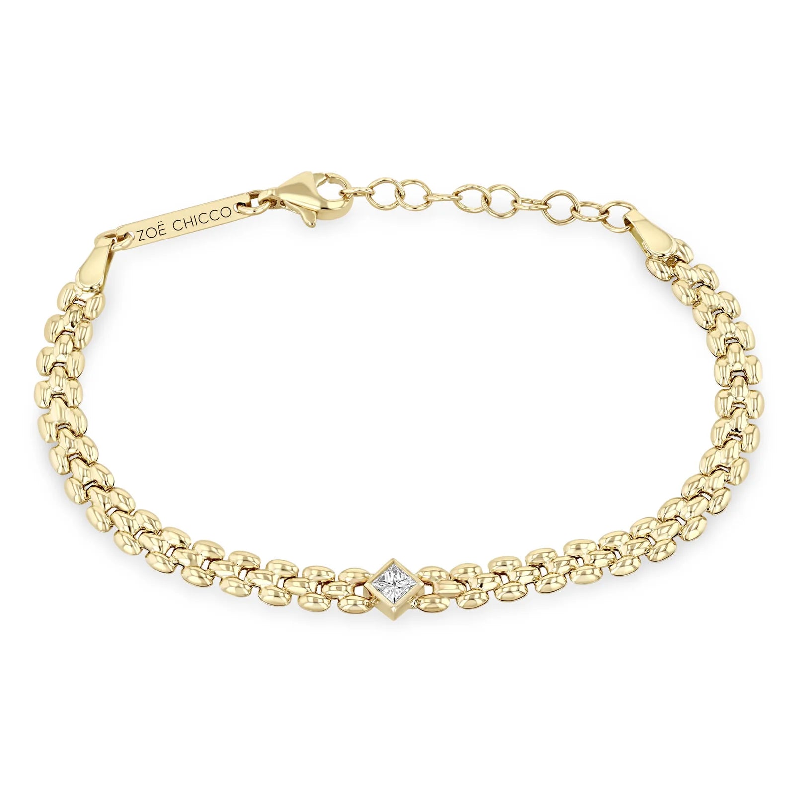 14k Princess Diamond Small Panther Chain Bracelet