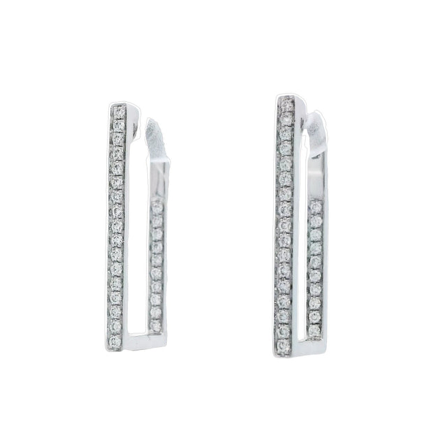 Afarin Co 18k White Gold Contemporary Diamond Hoop Earrings – HE2606