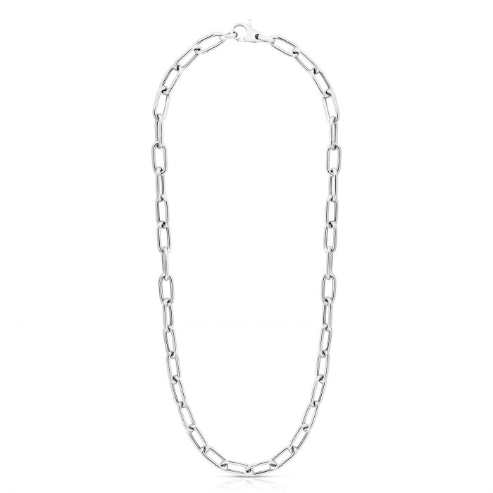 Silver Rounded Paperclip Chain 18"