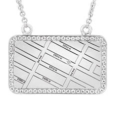 A.JAFFE STERLING SILVER MAP NECKLACE WITH DIAMONDS