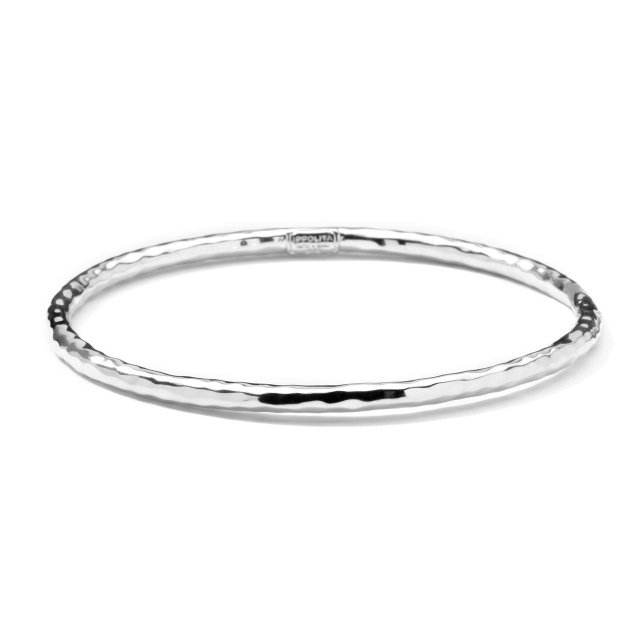 Hammered Bangle in Sterling Silver