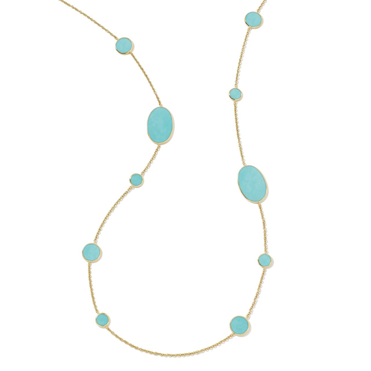 Polished Rock Candy Multi Shape Necklace 18K GOLD IN TURQUOISE