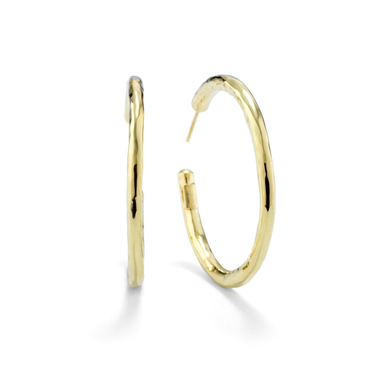 Medium Hammered Hoop Earrings in 18K Gold