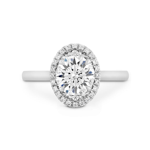 Hearts on Fire 18k White Gold Oval Halo Diamonds Semi-Mount Engagement Ring – HBSJULOH00138WB-C