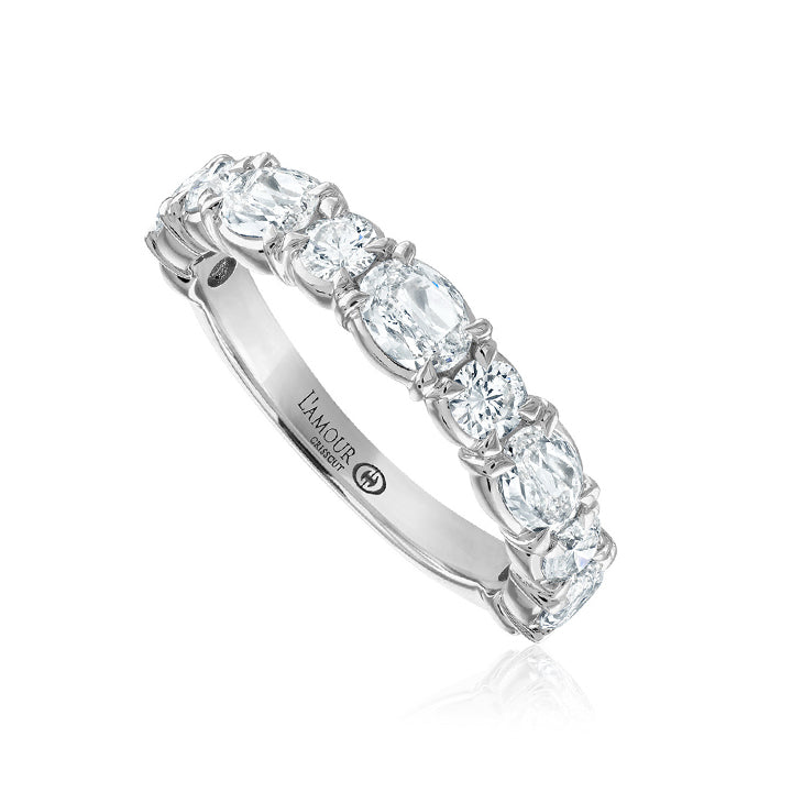 Christopher Designs 18K White Gold 0.94ctw Oval & Round L'Amour Crisscut Wedding Band - L359-11-LOV150