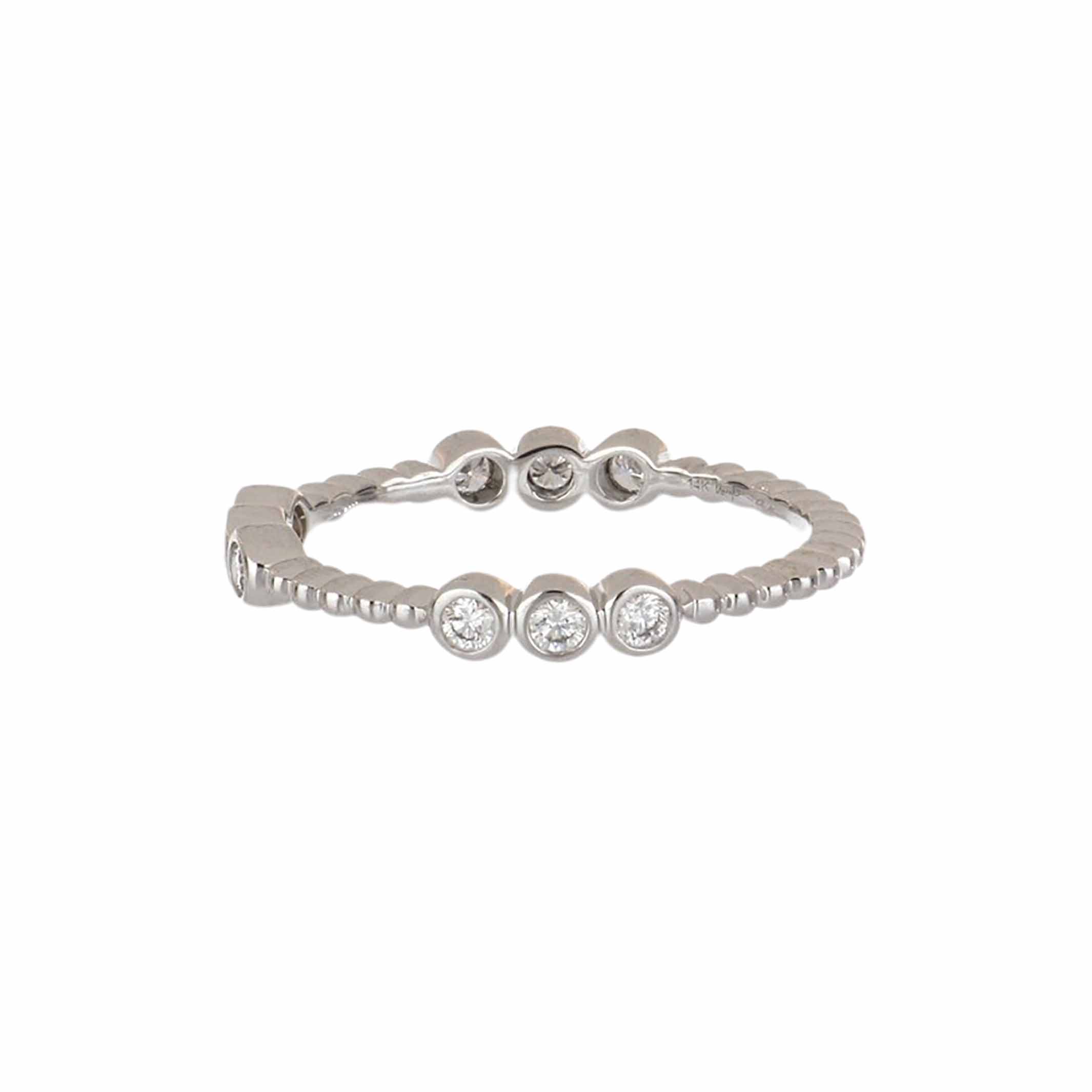 14K White Gold Beaded and Diamond Eternity Band