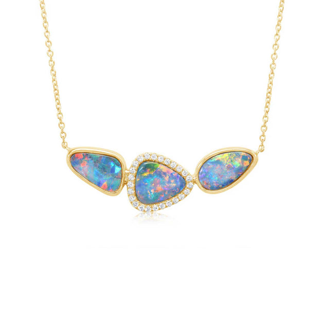 Parlé 14k Yellow Gold Australian Doublet Opal Diamonds and Opals Free Form Pendant – NMDBT3A341CI