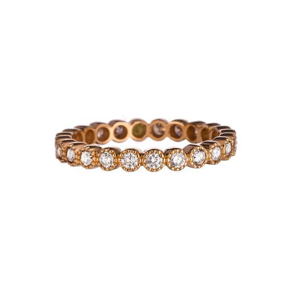 Bezel White Diamond Band, Rose Gold