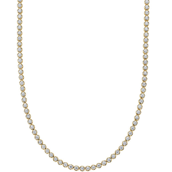 14K Yellow Gold 1.93ctw Diamond Bezel Tennis Necklace- MFJ193YG
