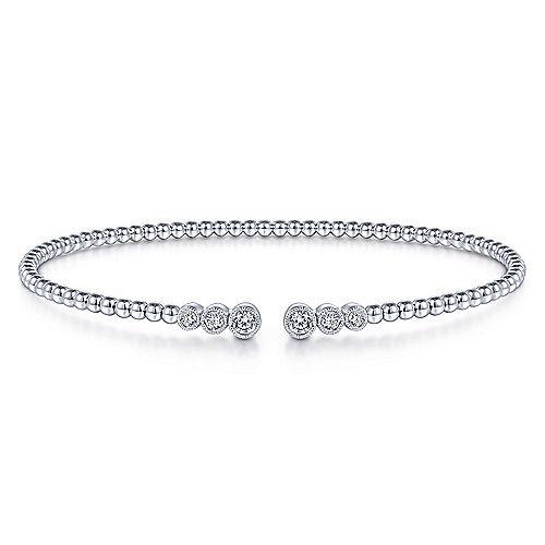 Bujukan Bezel Cuff Bangle Diamond Bracelet 14K White Gold