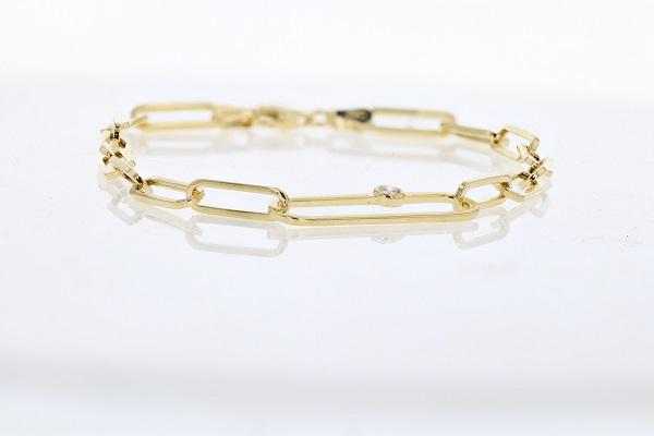 Paper Clip Bracelet 7.5 " 14K Yellow Gold | Mullen Jewelers