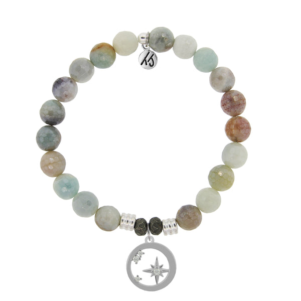 White Chalcedony Stone Bracelet with Sunflower Charm